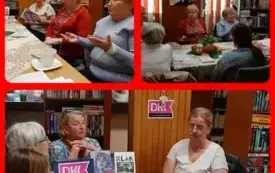 kolaż trzech zdjęć: członkinie DKK podczas trwającego spotkania.