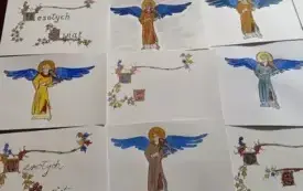 Efekty końcowe - własnoręcznie namalowanych inicjał&oacute;w oraz anioła
