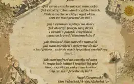 Tekst wiersza zapisany na stylistycznej karcie-wersja druga
