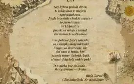 Tekst wiersza zapisany na stylistycznej karcie.