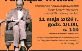 Pomarańczowy plakat wydarzenia z tytułem konferencji, datą i miejscem, logotypami organizator&oacute;w i patron&oacute;w