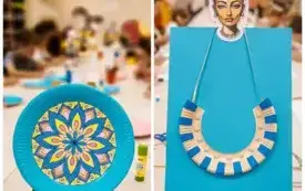 Prace plastyczne &ndash; mandala oraz egipski naszyjnik.