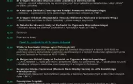 Program konferencji "Osadnictwo po II wojnie-światowej. Perspektywa regionu lubuskiego"