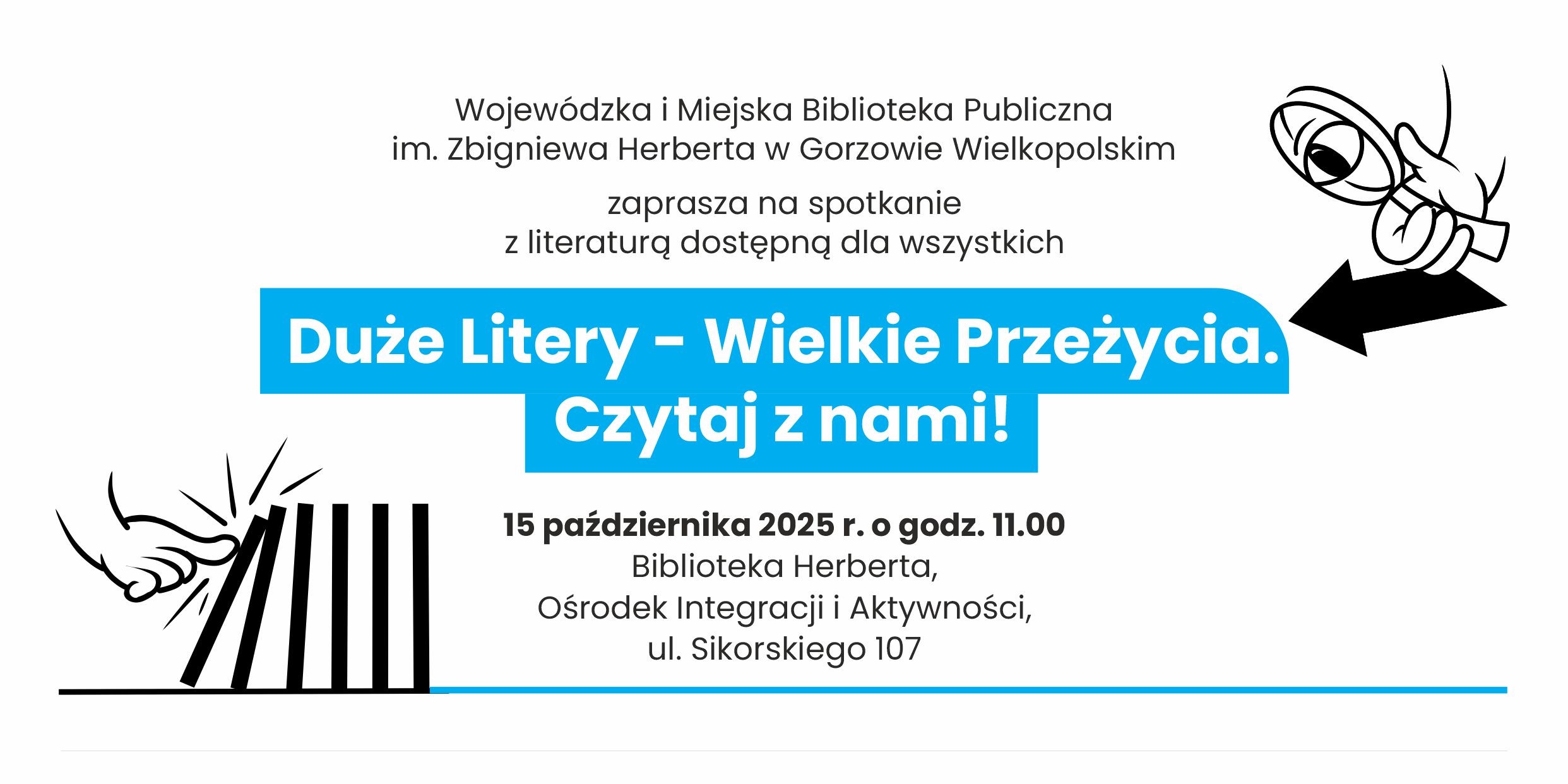 zaproszenie w&nbsp;kolorystyce bialo-niebieskiej z&nbsp;informacjami jak poniżej