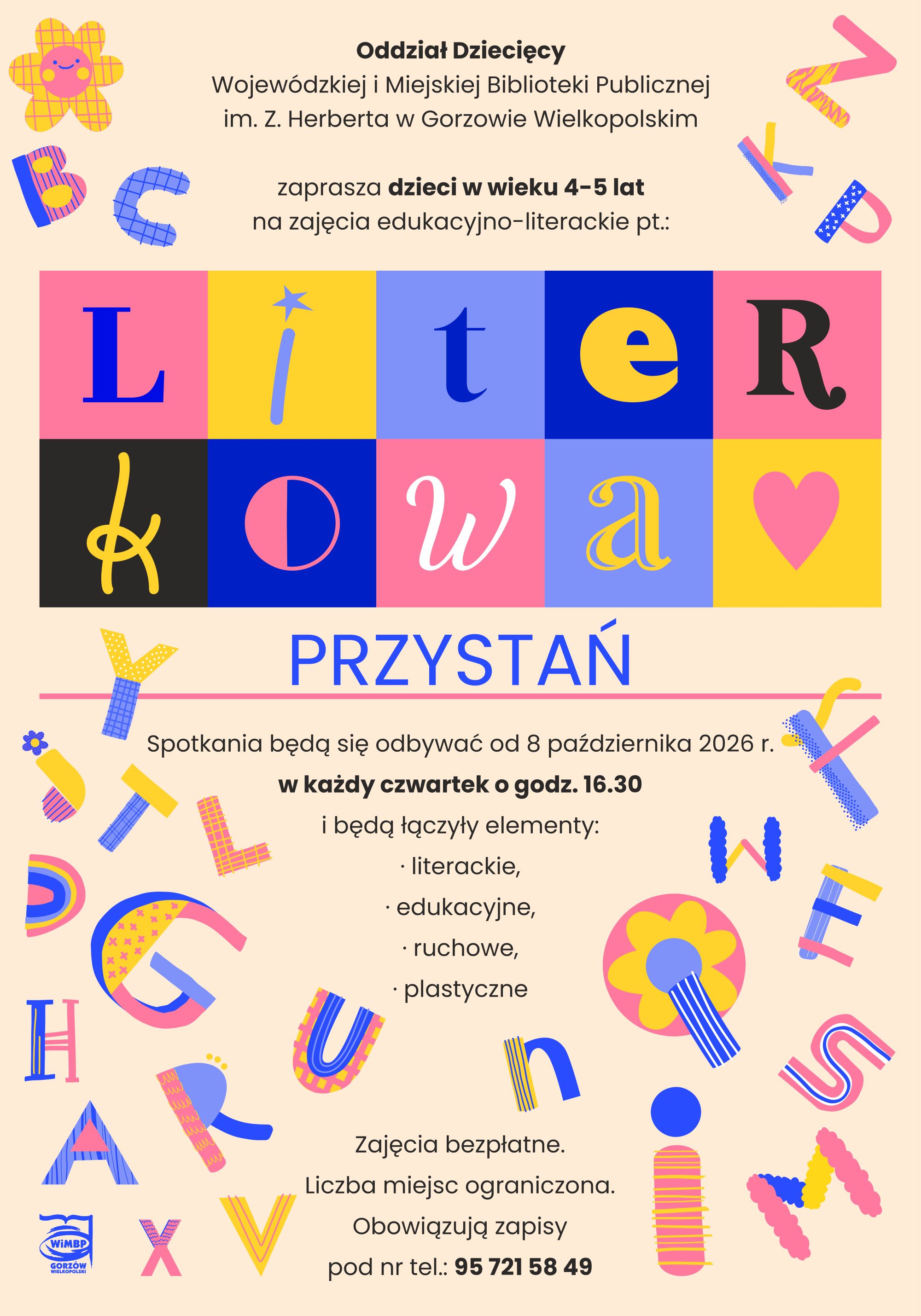 Kolorowy plakat promujący zajęcia dla dzieci z&nbsp;informacjami jak powyżej