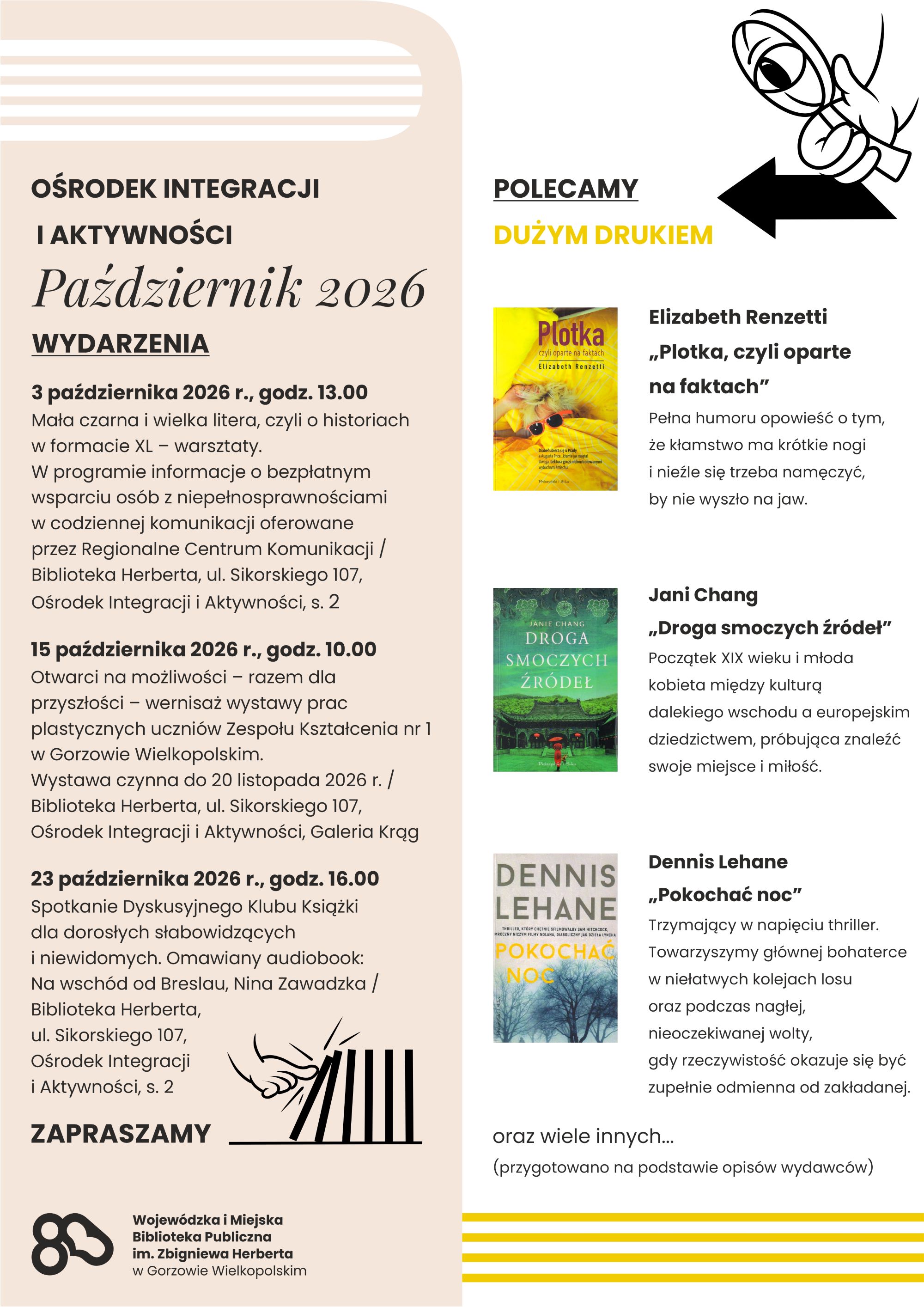 plakat promujący dzialaność Ośrodka, informacje na&nbsp;plakacie jak pod nim.