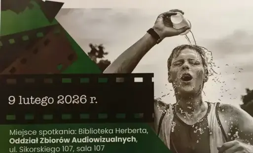 Plakat zapraszający na Biblioteczny Klub filmowy
