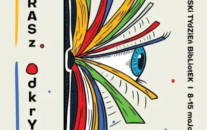 Kolorowy plakat promujący Tydzień Bibliotek w 2026r.