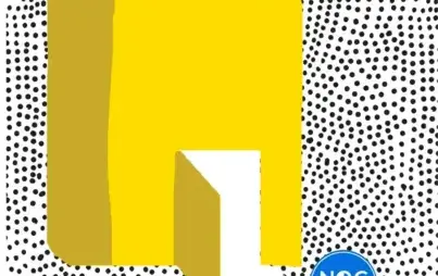 fragment plakatu z książką stylizowaną na drzwi i napisem Noc bibliotek