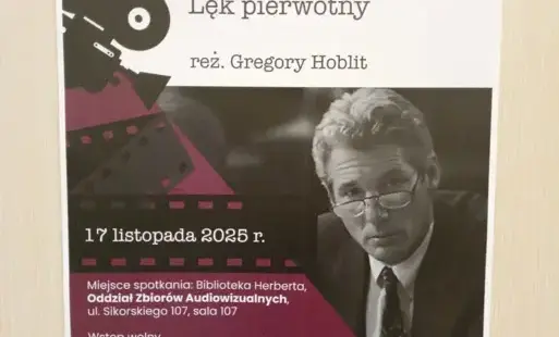 Zdjęcie plakatu z filmem Lęk pierwotny i datą wydarzenia