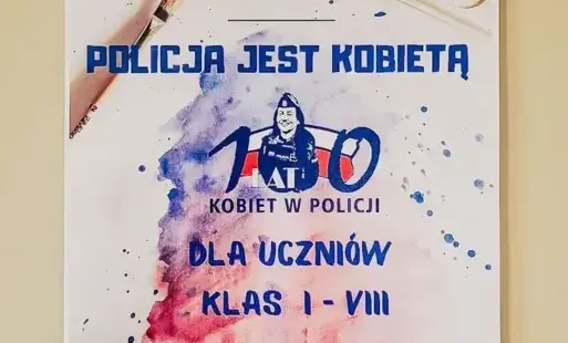 Plakat promujący wystawę Policja jest kobietą. 
