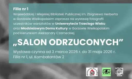 Fragment plakatu promującego wystawę z informacjami jak pod plakatem głównym. 