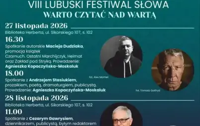 fragment plakatu w ciemno-zielonej kolorystyce, dodatkowo widoczne informacje o wydarzeniu.