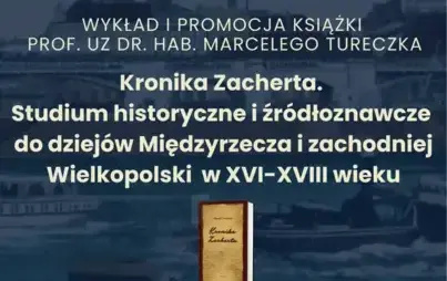Plakat zapraszający na spotkanie. Granatowe tło z widokiem na rzekę, na nim jasnymi literami treść jak poniżej oraz loga Lubuskie Warte zachodu, WiMBP, 2025 Rok Kultury w Gorzowie. Dopisek na dole plakatu: Spotkanie będzie nagrywane w celu promocji biblio