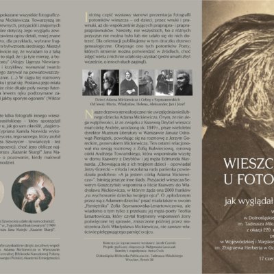 17 czerwca 2019 r. w Galerii „Pod Kopułą” WiMBP im. Zbigniewa Herberta w Gorzowie Wlkp. odbyło się otwarcie wystawy „Wieszcz u fotografa, czyli jak wyglądał Mickiewicz”.