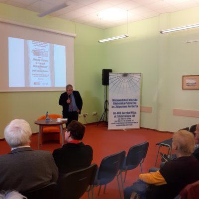 Gościem kolejnych "Lubuskich rozmów u Herberta" był prof. Tadeusz Gadacz, który 24 września 2019 r. zaprezentował wykład pt. "Dlaczego żyjemy w czasach bezmyślności".