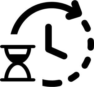 Ikona zegara pokazującego upływ czasu i klepsydry