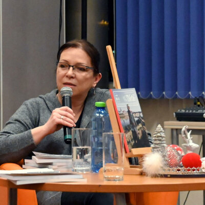Danuta Szulczyńska-Miłosz promująca 'Eratosferę' i 'Pomiędzy'