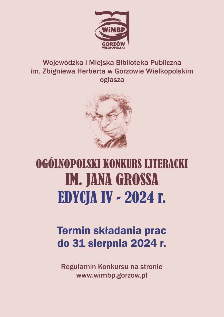 plakat Ogólnopolskiego konkursu literackiego im. Jana Grossa edycja IV.